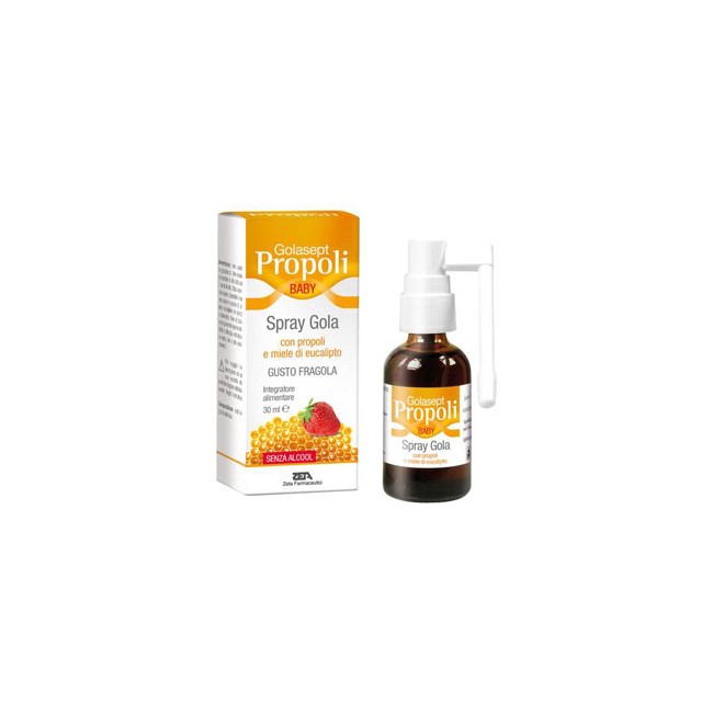 Flacone spray da 30 ml. di Golasept Propoli Baby Spray Gola, spray utile nei bambini in caso di gola irritata. Flacone spray da 30 ml. di Golasept Propoli Baby Spray Gola, spray utile nei bambini in caso di gola irritata.