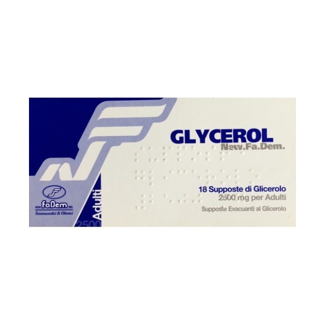 GLYCEROL SUPPOSTE GLICEROLO 2500MG PER ADULTI 18 PEZZI GLYCEROL SUPPOSTE GLICEROLO 2500MG PER ADULTI 18 PEZZI