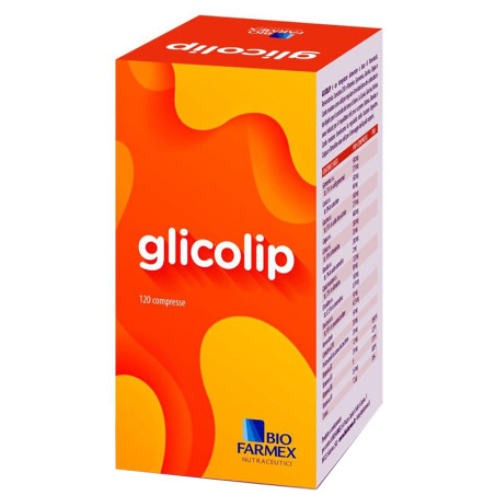 Confezione da 120 compresse di Glicolip, integratore per regolare il metabolismo e il peso corporeo.