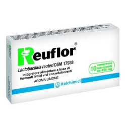 Confezione da 10 compresse masticabili di Reuflor Integratore Di Fermenti Lattici Vivi Per Il Benessere Intestinale.