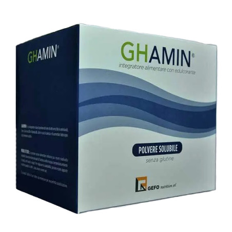 Confezione da 21 bustine di Ghamin, integratore proteico per la crescita muscolare. Confezione da 21 bustine di Ghamin, integratore proteico per la crescita muscolare.