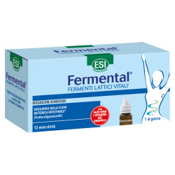 Confezione da 12 flaconcini di Esi fermental max, integratore con fermenti lattici e vitamine B.