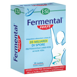 Confezione da 10 bustine di Esi Fermental Forte, integratore di fermenti lattici per diarrea.