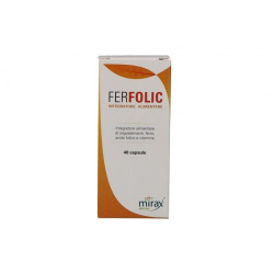 Confezione da 40 cpasule di Ferfolic, integratore di ferro e acido folico per donne in gravidanza.