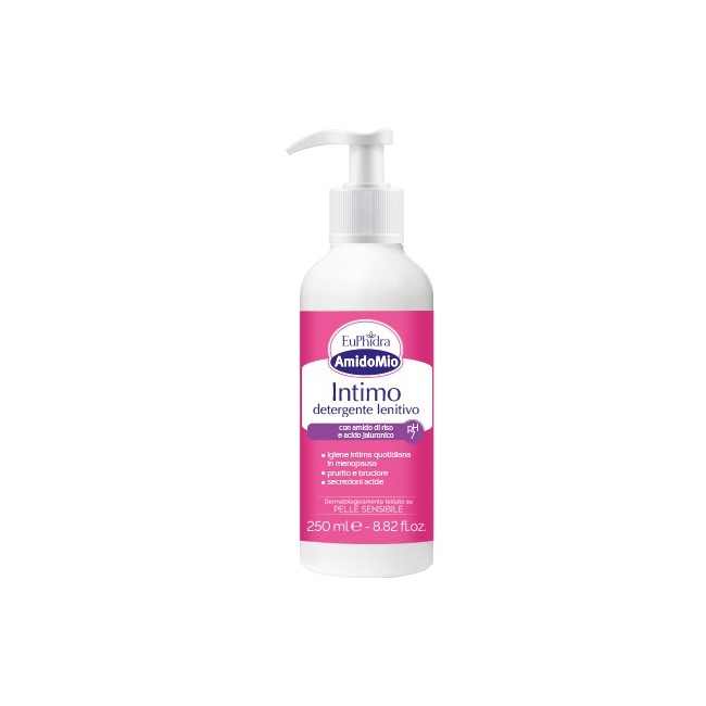 Flacone con dispenser da 250 ml di Euphidra Amidomio Detergente Intimo Lenitivo
