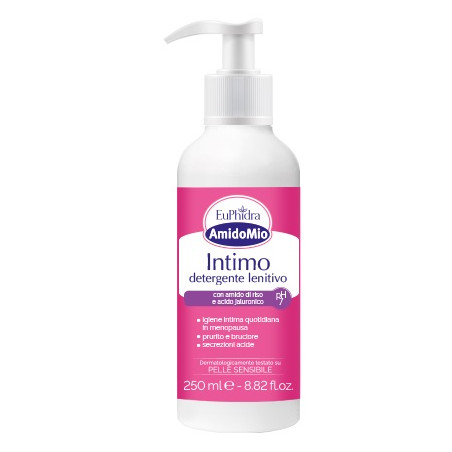 Flacone con dispenser da 250 ml di Euphidra Amidomio Detergente Intimo Lenitivo