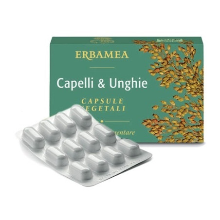 Confezione da 24 capsule di Erbamea Capelli & Unghie, integratore per contrastare la fragilità di capelli e unghie. Confezione da 24 capsule di Erbamea Capelli & Unghie, integratore per contrastare la fragilità di capelli e unghie.