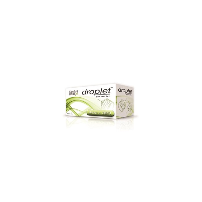 AGO PER PENNA DA INSULINA DROPLET COMFORT MAX 32 GAUGE 4 MM 100 PEZZI AGO PER PENNA DA INSULINA DROPLET COMFORT MAX 32 GAUGE 4 MM 100 PEZZI