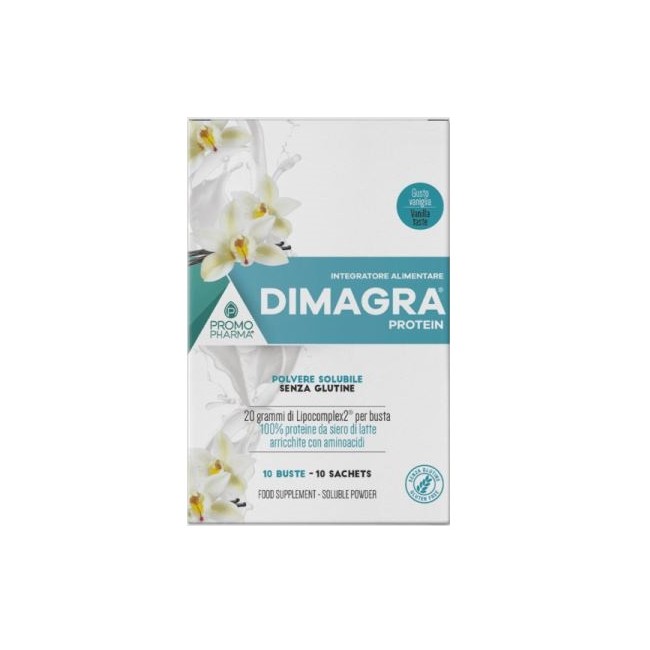 Confezione da 10 buste di Dimagra Protein Integratore Per Aumentare La Massa Muscolare Gusto Vaniglia. Confezione da 10 buste di Dimagra Protein Integratore Per Aumentare La Massa Muscolare Gusto Vaniglia.