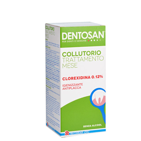 Flacone da 500 ml di Dentosan Collutorio Trattamento Mese Clorexidina 0,12% .