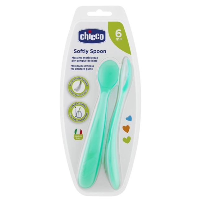 CHICCO CUCCHIAIO SILICONE MASCHILE BI PACK 6M+ CHICCO CUCCHIAIO SILICONE MASCHILE BI PACK 6M+