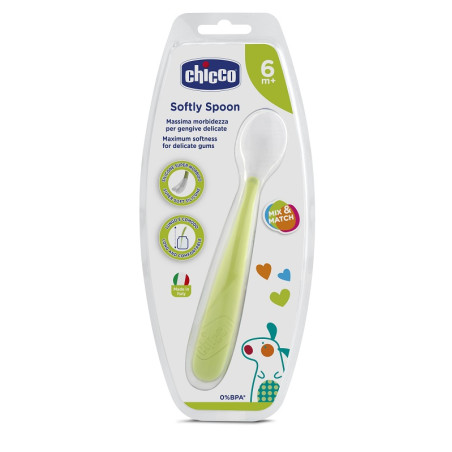 CHICCO CUCCHIAIO MORBIDO SILICONE 6M+ VERDE UP CHICCO CUCCHIAIO MORBIDO SILICONE 6M+ VERDE UP