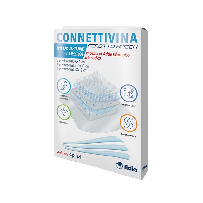 CEROTTO CONNETTIVINA HITECH 4 MISURE MISTE 2 PEZZI 6 X 7 CM + 1 PEZZO 10 X 10 CM + 1 PEZZO 8 X 12 CM CEROTTO CONNETTIVINA HITECH 4 MISURE MISTE 2 PEZZI 6 X 7 CM + 1 PEZZO 10 X 10 CM + 1 PEZZO 8 X 12 CM