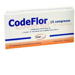Confezione da 15 compresse di Codeflor, integratore per l'intestino e io sistema immunitario.