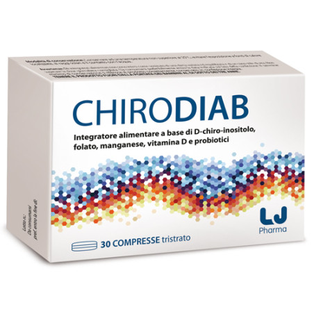 Confezione da 30 compresse tristrato di Chirodiab, integratore per la salute dell'intestino e del sistema immunitario.