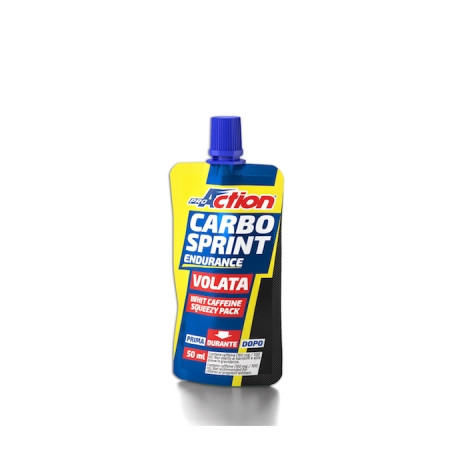 Doypack da 50 ml di ProAction Carbo Sprint Volata, integratore tonico e stimolante per sportivi.