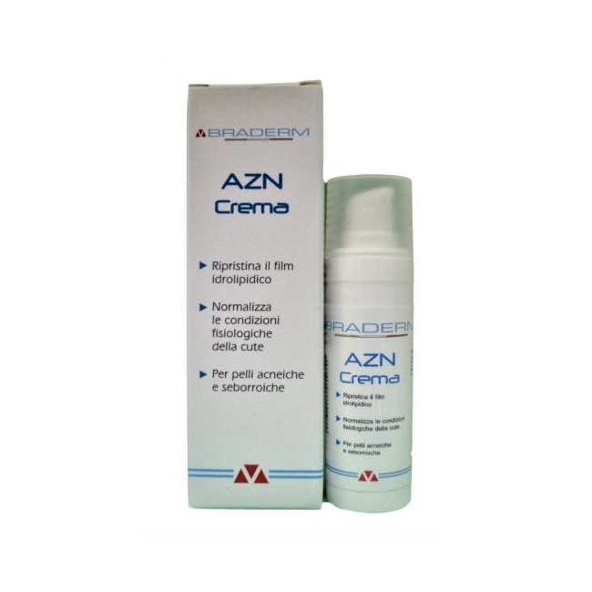 Flacone da 30 ml di Braderm AZN Crema Viso Anti Acne