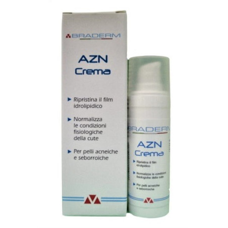 Flacone da 30 ml di Braderm AZN Crema Viso Anti Acne