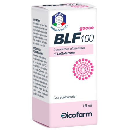 Flacone da 16 ml di BLF 100 integratore di lattoferrina per il sistema immunitario.