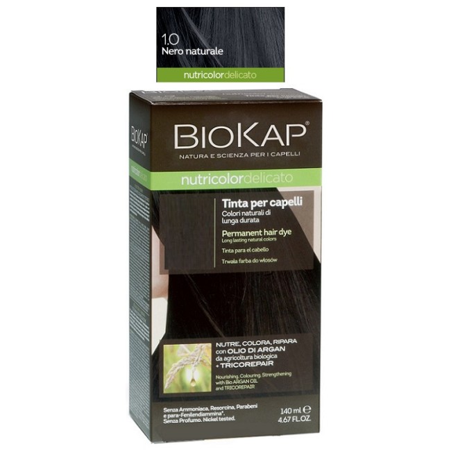BIOKAP NUTRICOLOR DELICATO 1,0 NERO NATURALE TINTA TUBO + FLACONE BIOKAP NUTRICOLOR DELICATO 1,0 NERO NATURALE TINTA TUBO + FLACONE