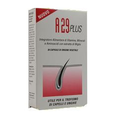 Confezione da 30 capsule di A29 Plus, integratore per rinforzare unghie e capelli.