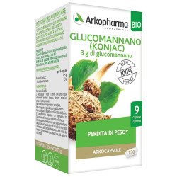 Confezione da 130 capsule di Arkocapsule Glucomannano, integratore per il controllo della fame e del peso.