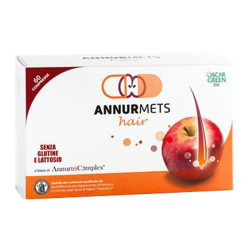 Confezione da 60 compresse di Annurmets Hair, integratore per avere capelli forti e vigorosi.