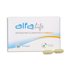 Confezione da 45 capsule molli di Alfalife, integratore per il benessere cardiovascolare e cerebrale.