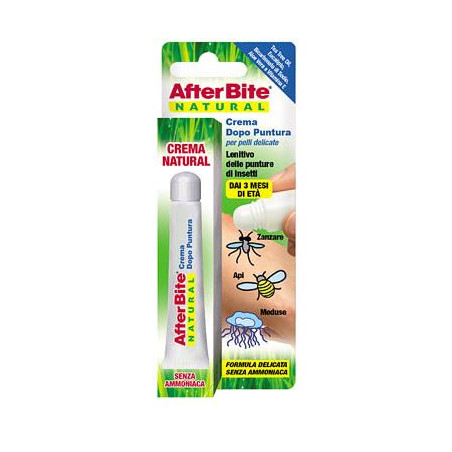 Tubo da 20 ml di After Bite Natural, crema lenitiva per punture di insetti senza ammoniaca. Tubo da 20 ml di After Bite Natural, crema lenitiva per punture di insetti senza ammoniaca.