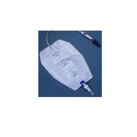 SACCA RACCOGLI URINA DA GAMBA PER INCONTINENZA 3 CAMERE COMFORT 500 ML A BASSO PROFILO IN PVC LATO RIVESTITO TNT CON TUBO DIRITT