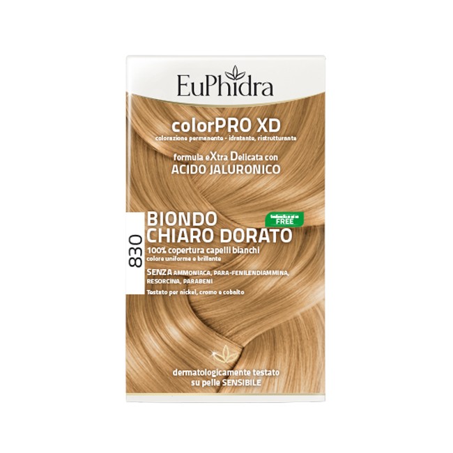 EUPHIDRA COLORPRO XD 830 BIONDO CHIARO DORATO GEL COLORANTE CAPELLI IN FLACONE + ATTIVANTE + BALSAMO + GUANTI EUPHIDRA COLORPRO XD 830 BIONDO CHIARO DORATO GEL COLORANTE CAPELLI IN FLACONE + ATTIVANTE + BALSAMO + GUANTI