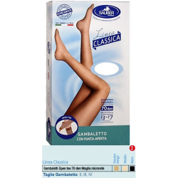 SAUBER GAMBALETTO OPEN TOE MAGLIA MICRORETE 70 DEN COLORE NEUTRO BEIGE TAGLIA 4 LINEA CLASSICA