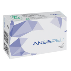 Confezione da 30 compresse di Ansierel, integratore per il rilassamento e il benessere mentale.