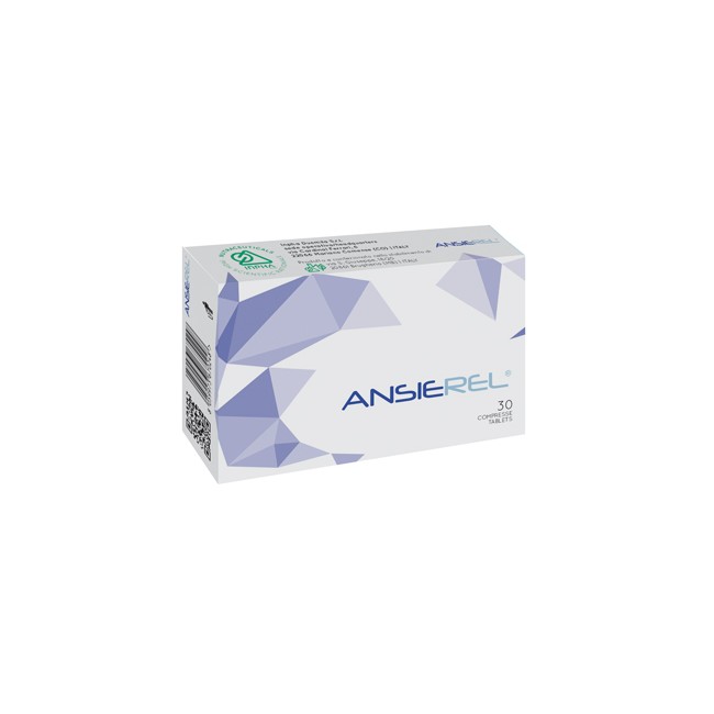 Confezione da 30 compresse di Ansierel, integratore per il rilassamento e il benessere mentale. Confezione da 30 compresse di Ansierel, integratore per il rilassamento e il benessere mentale.
