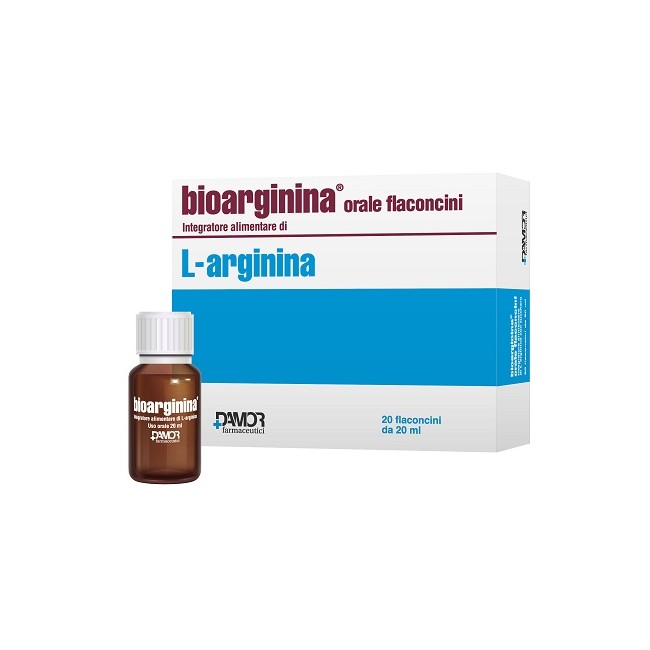 Confezione da 20 flaconcini di Bioarginina Oral, integratore per energia e sistema immunitario. Confezione da 20 flaconcini di Bioarginina Oral, integratore per energia e sistema immunitario.