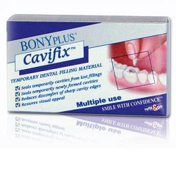 Kit con tubetto da 7 grammi di Bonyplus Cavifix, dispositivo per otturazione dentaria provvisoria.