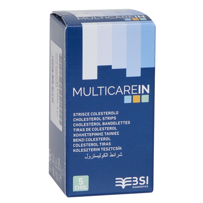 TEST COLESTEROLEMIA MULTICARE IN COLESTEROLO IN STRISCE CON ASPIRAZIONE CAPILLARE 5 PEZZI TEST COLESTEROLEMIA MULTICARE IN COLESTEROLO IN STRISCE CON ASPIRAZIONE CAPILLARE 5 PEZZI