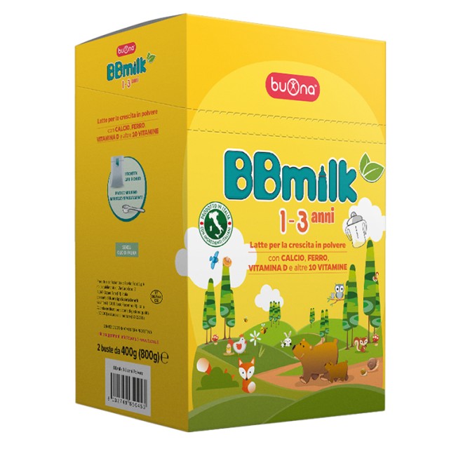 2 buste da 400 grammi di Bbmilk Latte Artificiale In Polvere Per La crescita 1-3 Anni.