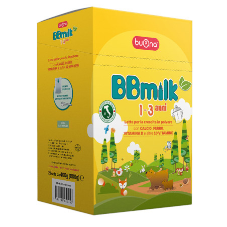 2 buste da 400 grammi di Bbmilk Latte Artificiale In Polvere Per La crescita 1-3 Anni.