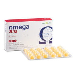 Confezione da 60 capsule di Bios Line Omega 3 3/6, integratore per cuore e cervello.