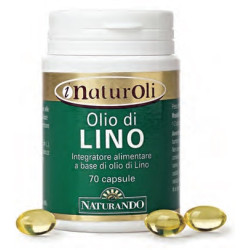 Confezione da 70 capsule di Naturando Olio Di Lino, integratore per colesterolo e metabolismo lipidico.