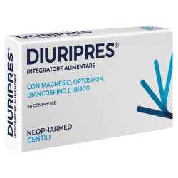 Confezione da 30 compresse di Diuripres Integratore Drenante Per Regolare La Pressione e L'Attività Cardiaca.