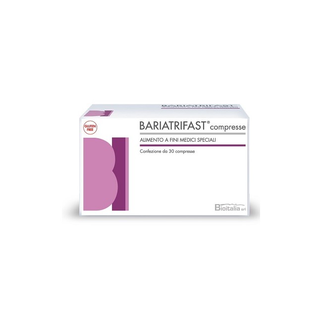 Confezione da 30 compresse di Bariatrifast, alimento speciale per regime alimentare post chirurgia bariatrica. Confezione da 30 compresse di Bariatrifast, alimento speciale per regime alimentare post chirurgia bariatrica.