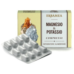 Confezione da 24 compresse di Erbamea Magnesio & Potassio, integratore per benessere muscolare e nervoso.