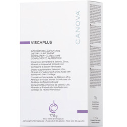 Confezione da 60 capsule di Canova Viscaplus, integratore contro l'alopecia androgenetica.