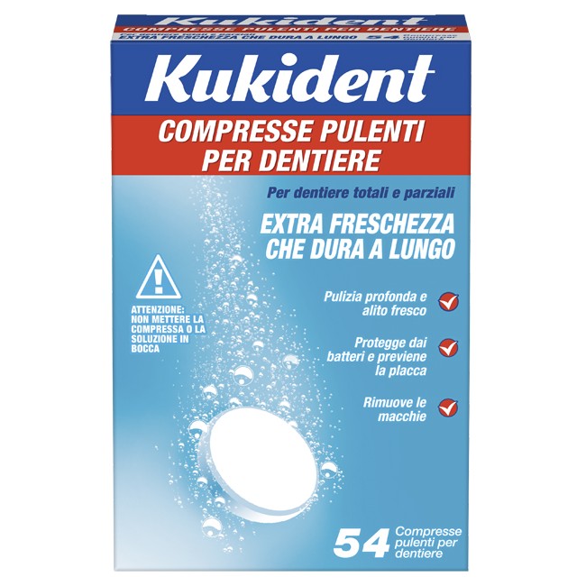 Kukident® Freschezza Duratura Compresse Pulenti Per Dentiera 54 Compresse Kukident® Freschezza Duratura Compresse Pulenti Per Dentiera 54 Compresse