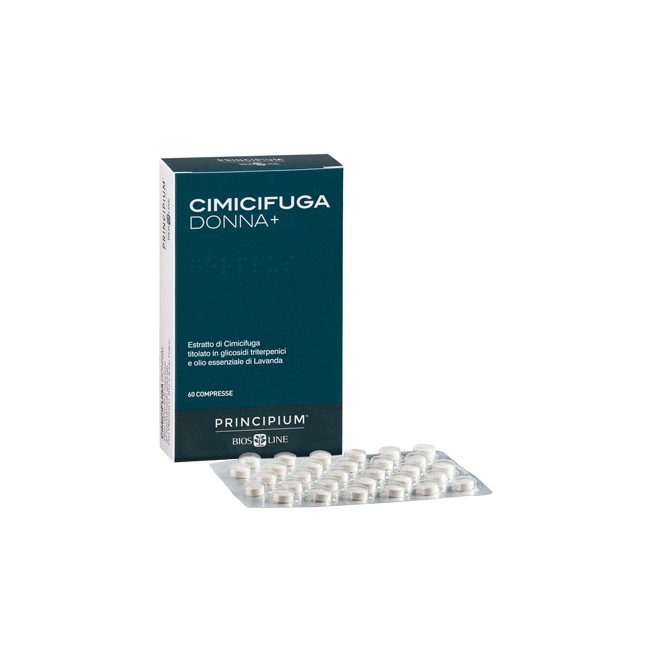 Confezione da 60 compresse di Bios Line Principium Cimicifuga Donna +, integratore per i disturbi della menopausa. Confezione da 60 compresse di Bios Line Principium Cimicifuga Donna +, integratore per i disturbi della menopausa.