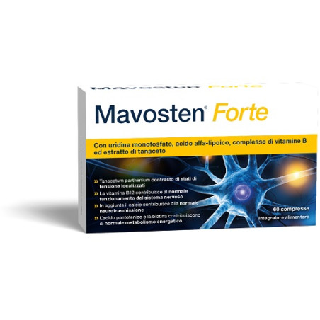 Confezione da 60 compresse di Mavosten, integratore per dolori neuropatici e sistema nervoso.