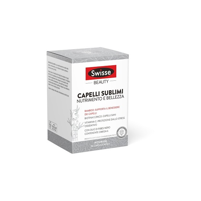 Confezione da 30 capsule di Swisse Beauty Capelli, integratore per la cura dei capelli. Confezione da 30 capsule di Swisse Beauty Capelli, integratore per la cura dei capelli.