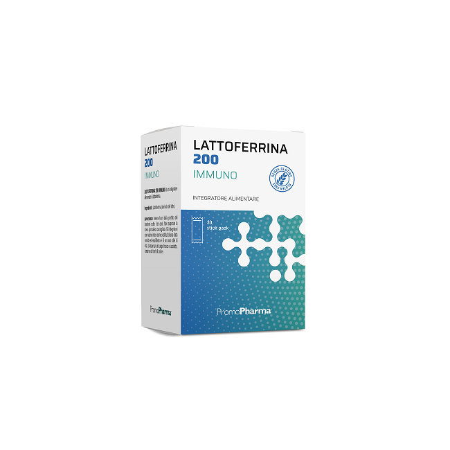 Confezione da 30 stick pack di Lattoferrina 200 immuno integratore per le difese immunitarie. Confezione da 30 stick pack di Lattoferrina 200 immuno integratore per le difese immunitarie.